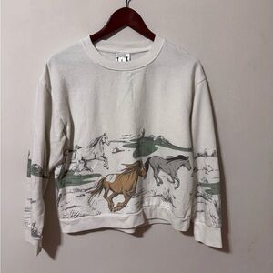 Women's Horse Print Sweatshirt - Cream